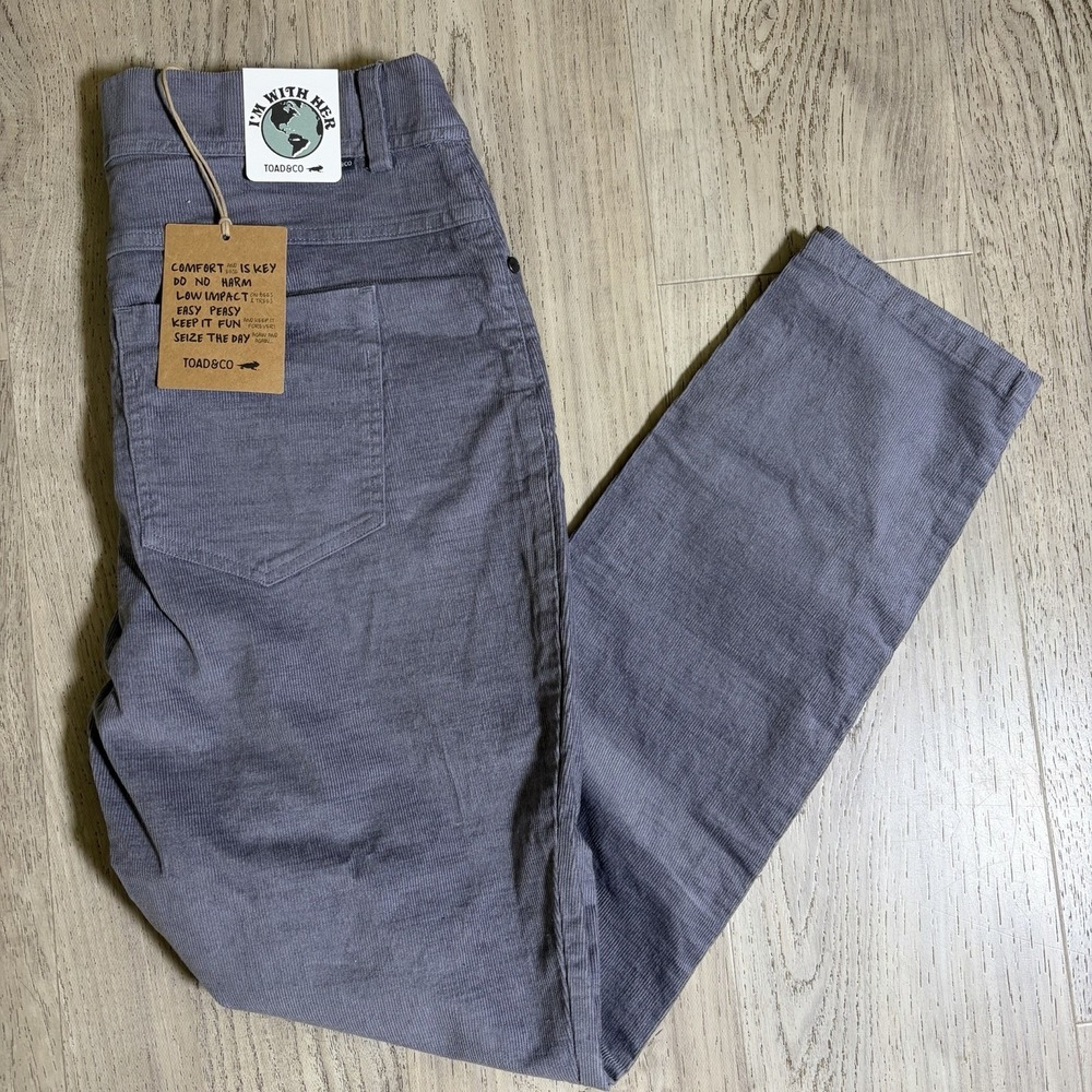 Toad&Co Skinny Pant Women Size 6 Corduroy Cotton Blend Light Stretch Grey